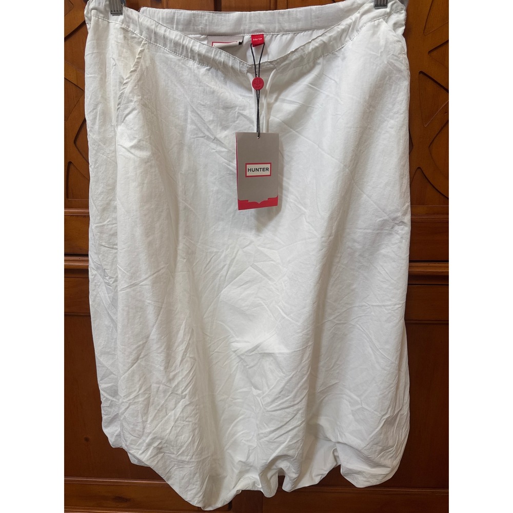 Hunter Snow White Bubble Hem Midi Skirt Drawstring Waist XS NWT FLAW